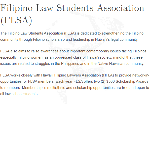 Filipino University and Student Organization in Hawaii - Filipino Law Students Association at UH Manoa